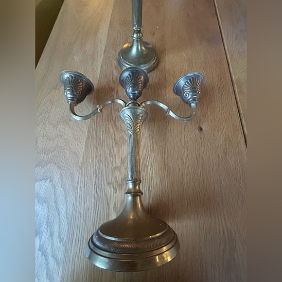 Vintage Brass Art Nouveau Style Candelabra Set 2 - Picture 6 of 16